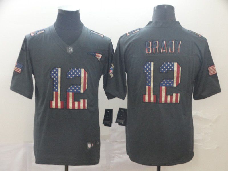 Men New England Patriots #12 Brady Carbon Black Retro USA flag Nike NFL Jerseys->chicago bears->NFL Jersey